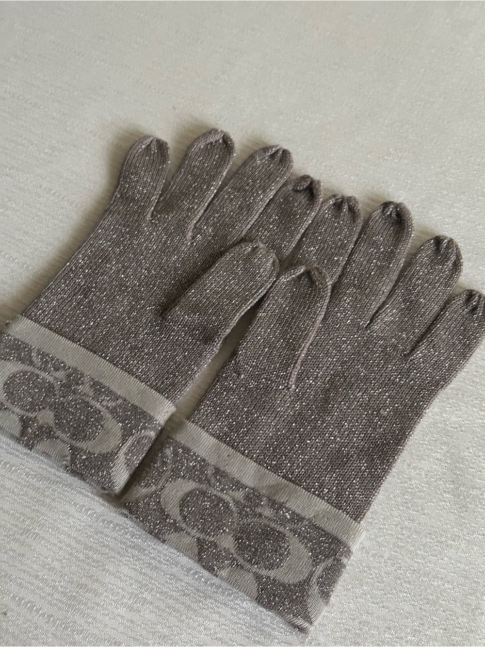 Coach Wool Blend Shimmery Knit Gloves